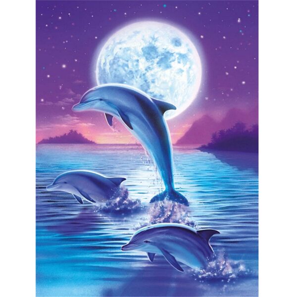 mozaika diamentowa skaczący delfin, haft diamentowy skaczący delfin, diamond painting 5d skaczący delfin