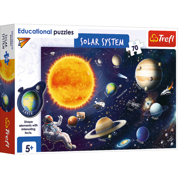 trefl puzzle 70 el układ słoneczny 15571, puzzle edukacyjne dla 5 latka, puzzle z planetami, puzzle z kosmosem, zabawki Nino Bochnia