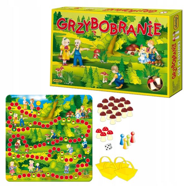Adamigo gra planszona grzybobranie, gra w zbieranie grzybków do koszyczka, gra dla małych dzieci zbieranie grzybów, Zabawki Nino Bochnia