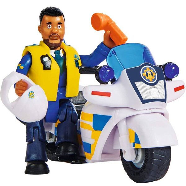 Simba Strażak Sam motor policyjny z figurką Malcolma, zabawki z bajki strażak sam, zabawki Nino Bochnia