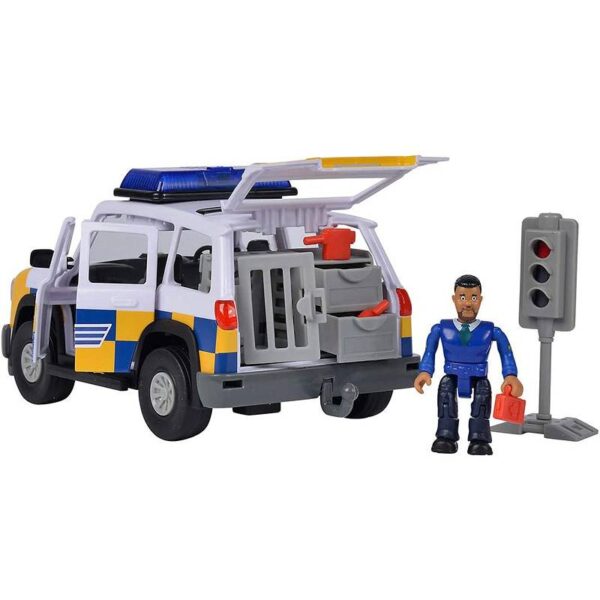 Simba strażak sam jeep policyjny z figurką Malcolma, zabawki ze Strażaka Sama, jeep policyjny, zabawki Nino Bochnia, pomysł na prezent dla chłopca 4 letniego