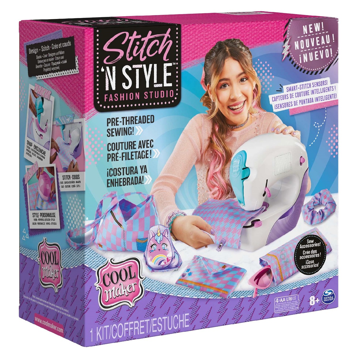 Spin master Cool Maker Maszyna do szycia Stitch n Style 6063925, maszyna do szycia dla dziewczynki od 8 lat, pomysł na prezent pod choinkę dla dziewczynki 8 letniej, bezpieczna maszyna do szycia dla dzieci, zabawki Nino Bochnia