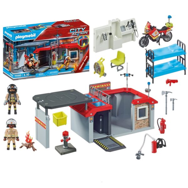 playmobil city action 71193 remiza strażacka, remiza straży pożarnej, figurki strażaków, zabawki Nino Bochnia, pomysł na prezent pod choinkę dla 5 latka, co kupić 5 latkowi na urodziny