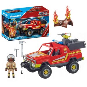 playmobil city action 71194 wóz strażacki, wóz straży pożarnej, straż pożarna samochód, figurka strażaka, samochód strażacki z funkcją lania wody, zabawki Nino Bochnia, pomysł na prezent dla dziecka 5 letniego