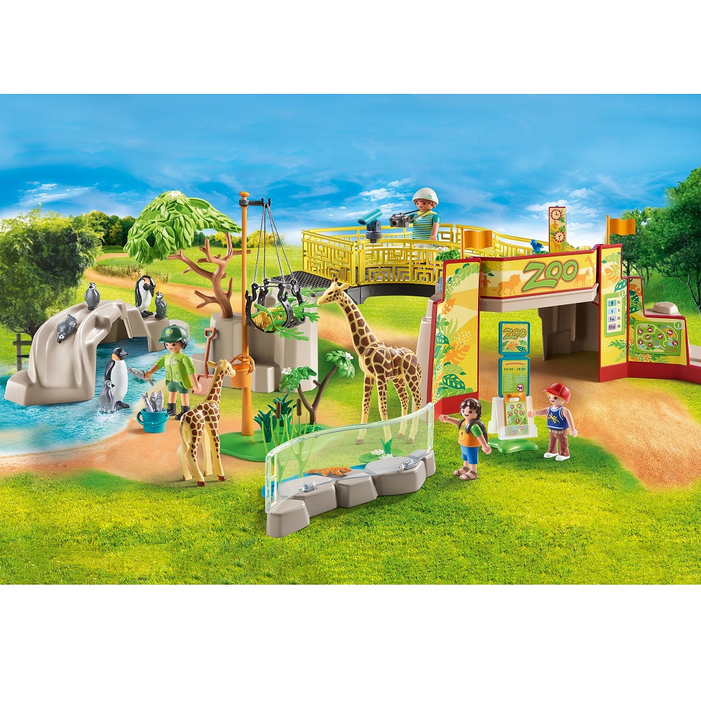 playmobil family fun 71190 przygoda w zoo, figurki zwierzatek, duże zoo, żyrafy, pingwiny, małe zoo, zabawki Nino Bochnia, pomysł na prezent dla 5 latka lubiącego zwierzątka