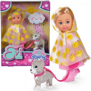 simba evi love lalka evi spacer w deszczu, zabawki Nino Bochnia, pomysł na prezent dla 5 latki, mała lalka, córka barbie, lalka z pieskiem, mała laleczka z psiakiem
