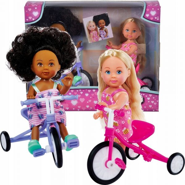 simba evi love przyjaciółki na rowerach, zabawki Nino Bochnia, pomysł na prezent dla 4 latki, 2 małe laleczki do rączki, lalka na rowerku
