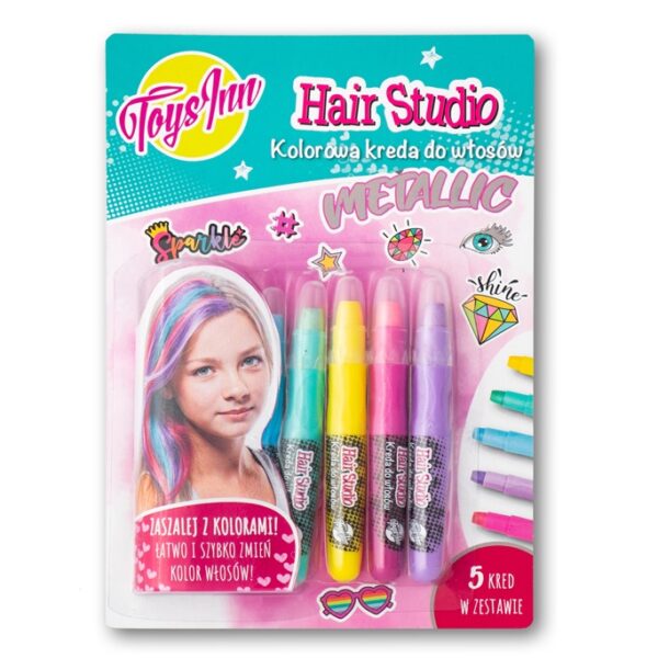 toys inn hair studio kolorowa kreda do włosów metallic 5928, kreda do włosów dla dziewczynki, kreda do farbowania włosów, zabawki Nino Bochnia