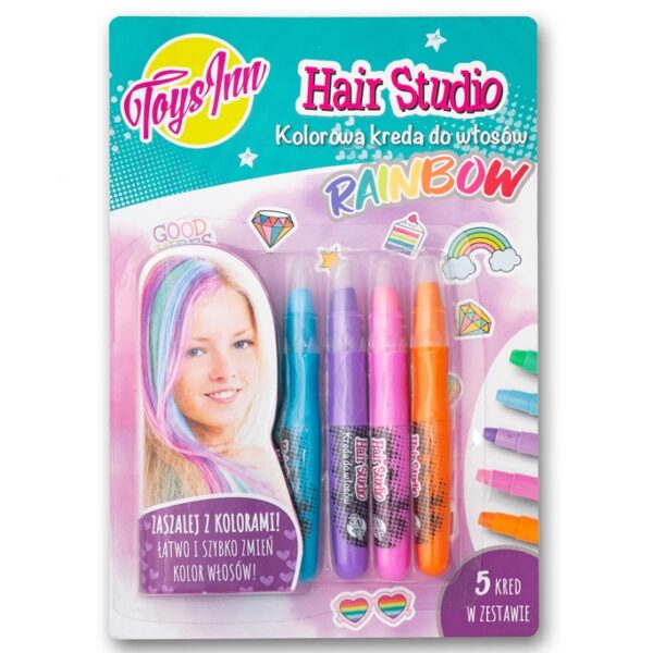 toys inn hair studio kolorowa kreda do włosów rainbow 5935, kreda do włosów dla dziewczynki, kreda do farbowania włosów, zabawki Nino Bochnia