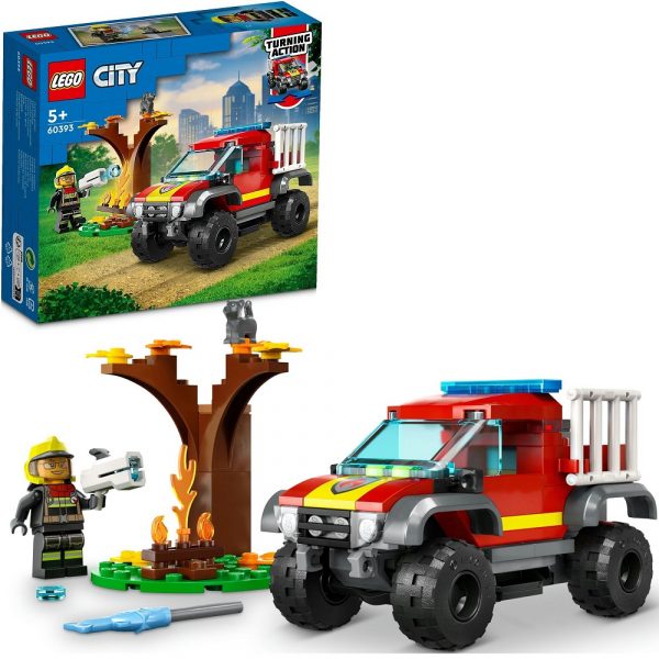Klocki lego City 60393 Wóz strażacki 4x4 misja ratunkowa, zabawki Nino Bochnia, pomysł na prezent dla fana straży pożarnej, lego city 60393