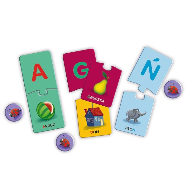 Trefl Gra Mały odkrywca Abecadło 01945, zabawki Nino Bochnia, pomysł na prezent dla 3 latki, gra dla dziecka z nauką literek