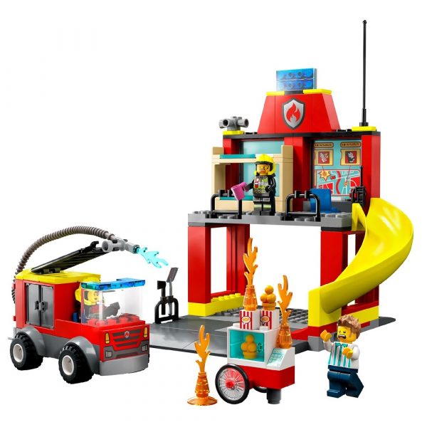 klocki lego City 60375 Remiza strażacka i wóz strażacki, zabawki Nino Bochnia, pomysł na prezent dla 4 latka, lego city od 4 lat, lego straż pożarna