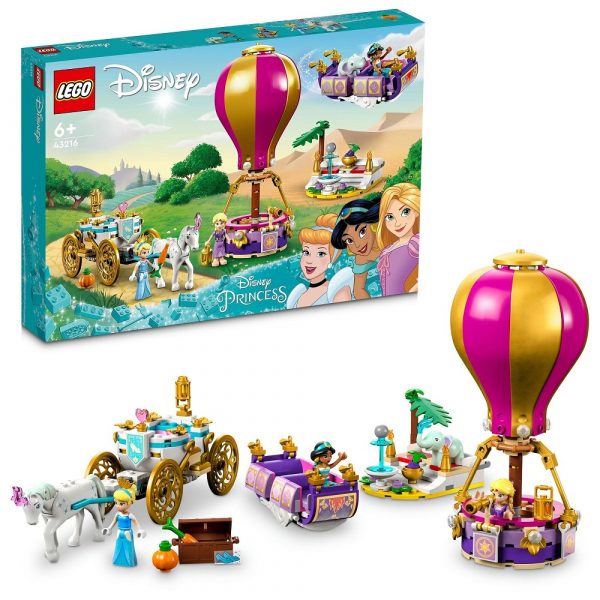 klocki lego Disney Princess 43216 Podróż zaczarowanej księżniczki, nowości lego styczeń 2023, zabawki Nino Bochnia, pomysł na prezent dla dziewczynki na 6 urodziny, lego jasmina, lego kopciuszek