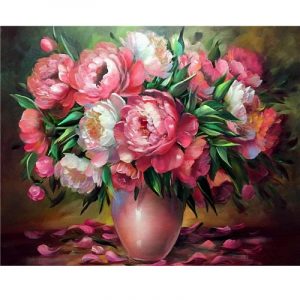 malowanie po numerach bukiet czerwonych kwiatów, obraz do malowania na płótnie, zabawki Nino Bochnia, obraz z kwiatami