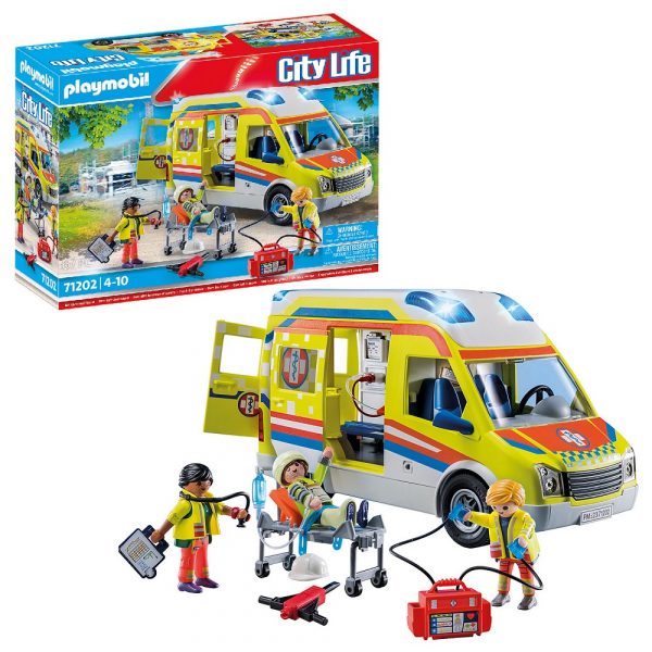 playmobil city life 71202 karetka pogotowia ze światłem i dźwiękiem, zabawki nino Bochnia, karetka pogotowia, figurki playmobil