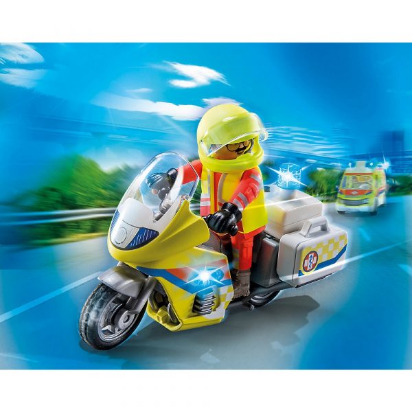 playmobil city life 71205 motor ratunkowy ze światłem, motocykl ratunkowy, zabawki Nino Bochnia, ratownik medyczny figurka