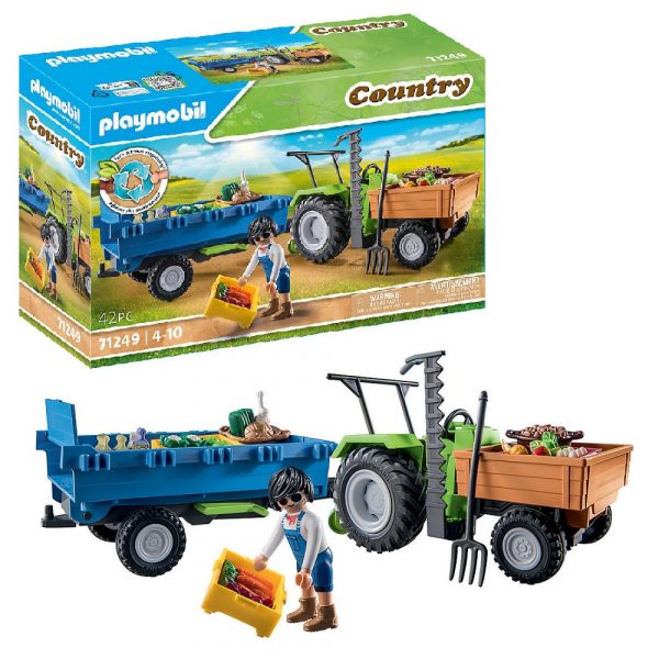 playmobil country 71249 traktor z przyczepą, fugurka Playmobil, traktor żniwny z przyczepą, zabawki Nino Bochnia