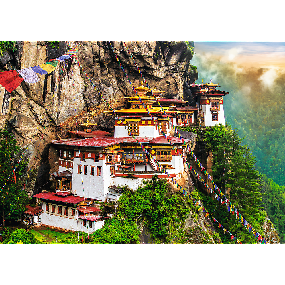 trefl puzzle 2000 el tygrysie gniazdo bhutan 27092, zabawki nino Bochnia, puzzle z widokiem, puzzle 2000 elementów