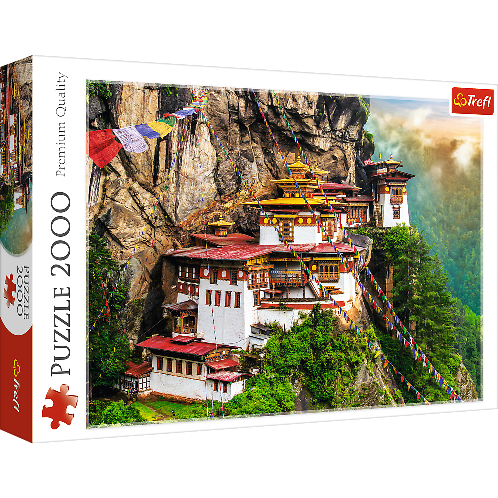 trefl puzzle 2000 el tygrysie gniazdo bhutan 27092, zabawki nino Bochnia, puzzle z widokiem, puzzle 2000 elementów