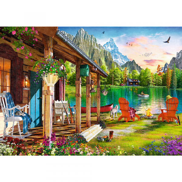 trefl puzzle 500 el domek w górach 37408, zabawki Nino Bochnia, puzzle 500 elementów, puzzle z krajobrazem