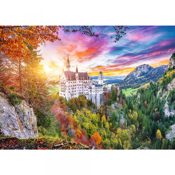 trefl puzzle 500 el widok na zamek neuschwanstein niemcy 37427, puzzle z krajobrazem, puzzle 500 elementów, zabawki Nino Bochnia