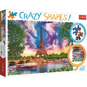 trefl puzzle crazy shapes 600 el niebo nad Paryżem 11115, zabawki Nino Bochnia, zakręcone puzzle, puzzle 600 elementów