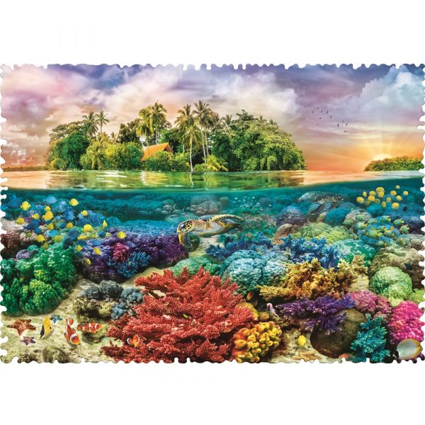 trefl puzzle crazy shapes 600 el tropikalna wyspa 11113, zabawki Nino Bochnia, puzzle z krajobrazem