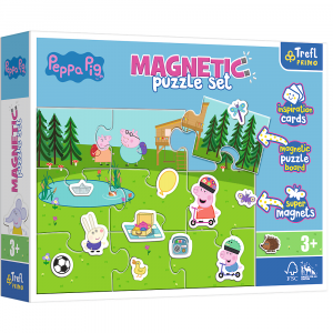 trefl puzzle magnetyczne świnka peppa zabawy peppy 93164, zabawki Nino Bochnia, puzzle magnetyczne, puzzle świnka peppa