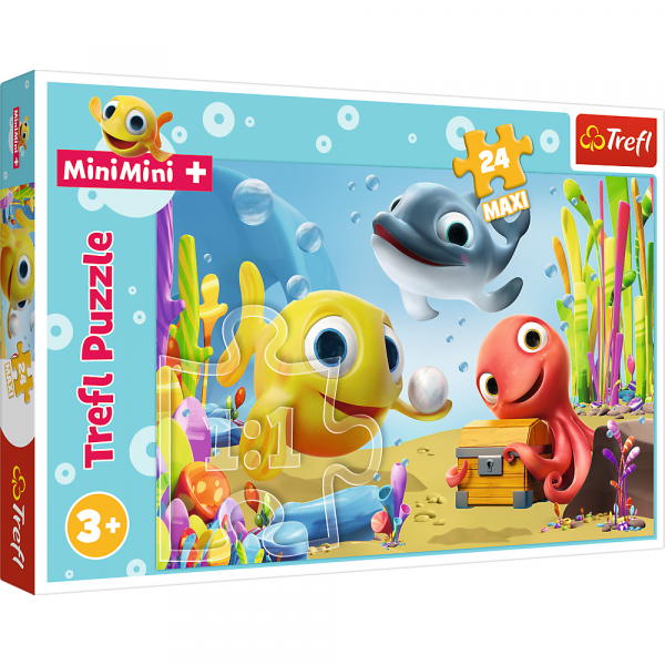 trefl puzzle maxi 24 el wesoła rybka mini mini 14341, puzzle dla 3 latka maxi elementy, puzzle z rybką, zabawki Nino Bochnia