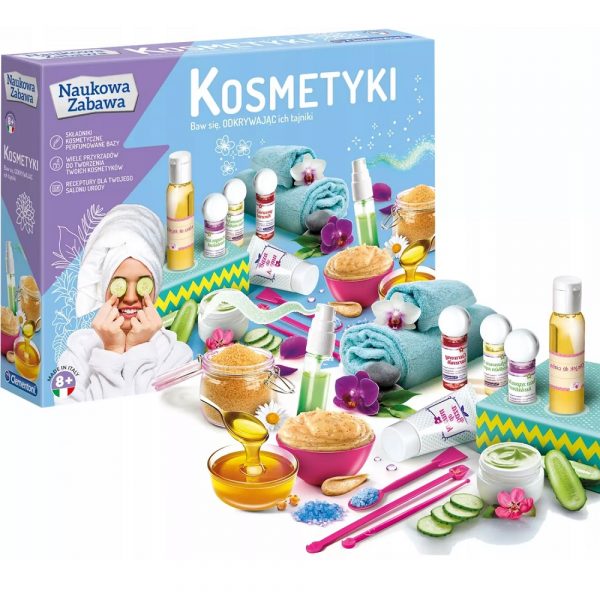 Clementoni naukowa zabawa kosmetyki 50675, zabawki nino Bochnia, kosmetyki dla dziecka, zestaw do robienia kosmetyków