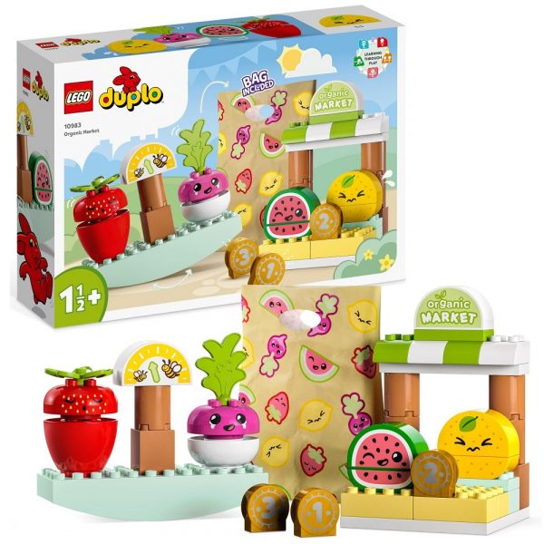 Klocki lego Duplo 10983 Ryneczek bio, zabawki nino Bochnia, pomysł na prezent dla 2 latka, lego duplo 10983, owoce i warzywa z klocków duplo,