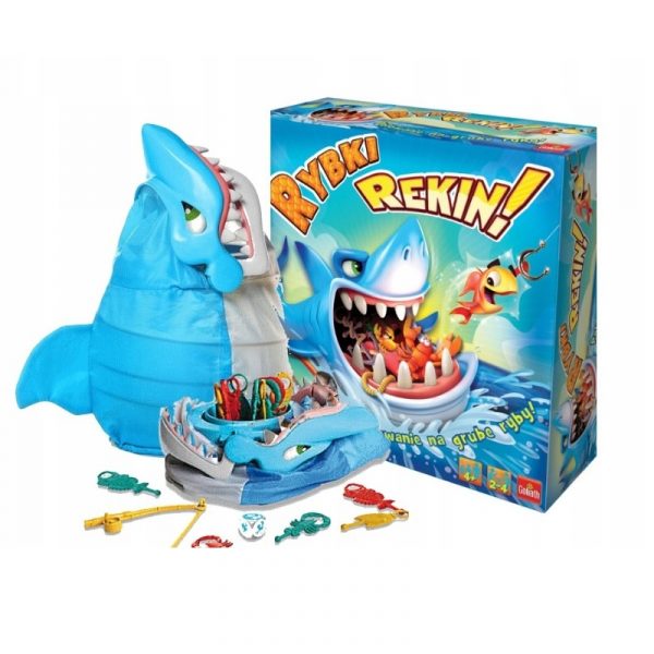 goliath gra zręcznościowa rybki rekin, zabawki Nino Bochnia, pomysł na prezent dla 4 latka, gra zręcznościowa dla dzieci od 4 lat, gra z rekinem,