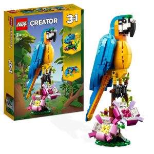 klocki lego Creator 31136 Egzotyczna papuga, zabawki Nino Bochnia, pomysł na prezent dla 8 latka, lego 3w1, lego creator nowości marzec 2023, lego papuga