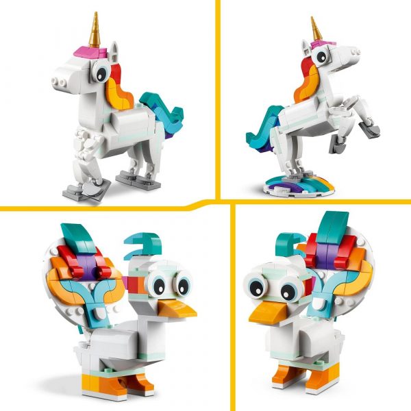 klocki lego Creator 31140 Magiczny jednorożec, zabawki Nino Bochnia, pomysł na prezent dla dziewczynki na 7 urodziny, lego creator 3w1, lego konik jednorożec