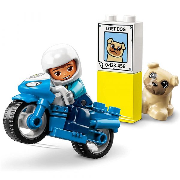 klocki lego Duplo 10967 Motocykl policyjny, zabawki Nino Bochnia, pomysł na prezent dla 18 miesięcznego chłopca, lego duplo policja, lego duplo motor policyjny