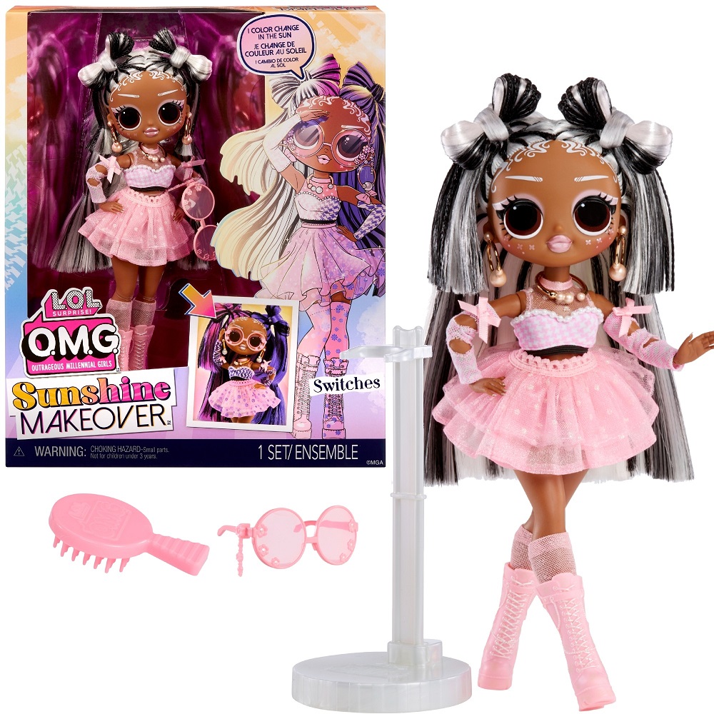 mga lalka LOL Surprise omg sunshine makeover lalka switches, zabawki Nino Bochnia, pomysł na prezent dla 7 latki, lalka zmieniająca kolor pod wpływem światła