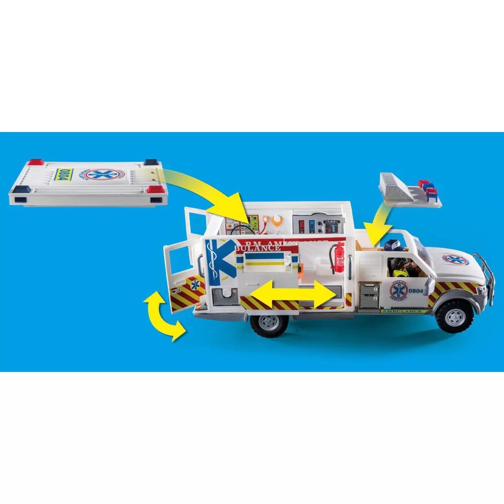 playmobil city action 70936 ambulans pogotowia ratunkowego us ambulance, zabawki nino Bochnia, pomysł na prezent dla 6 latka, karetka pogotowia ratunkowego z światłem i dźwiękiem, karetka playmobil, ambulans pogotowia, ambulans playmobil,