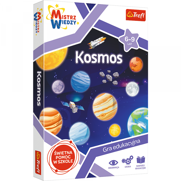 trefl gra mistrz wiedzy kosmos 01956, zabawki Nino Bochnia, gra edukacyjna dla 6 latka, gra z kosmosem