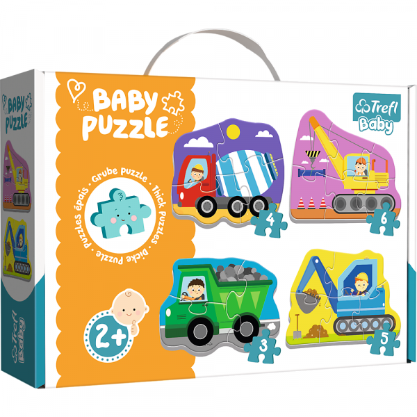 trefl moje pierwsze puzzle pojazdy na budowie 36072, zabawki Nino Bochnia, puzzle baby dla maluszka