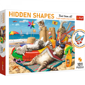 trefl puzzle 1011 el hidden shapes kocie wakacje 10674, zabawki Nino Bochnia, puzzle z kotami