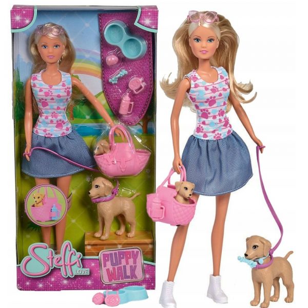 Simba Steffi love lalka na spacerze z pieskami, zabawki Nino Bochnia, pomysł na prezent dla 5 latki, lalka jak Barbie, lalka Barbie z pieskami,