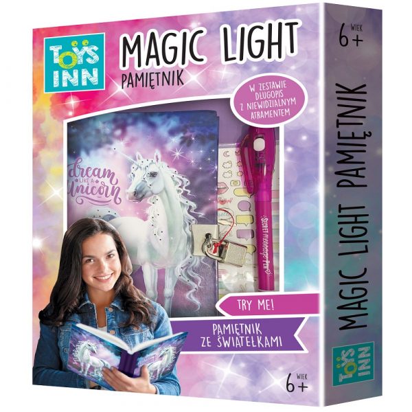 Toys inn sekretny pamiętnik magic light jednorożec 7823, pamiętnik na kłódkę, świecacy pamiętnik z jednorożcem, magiczny pamiętnik