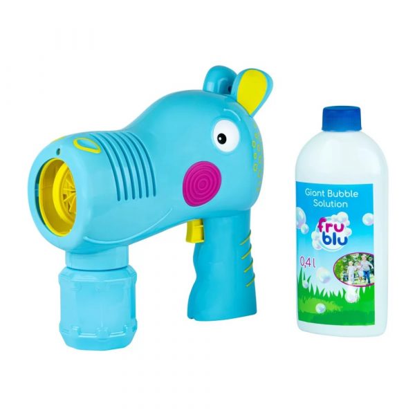 fru blu bańki mydlane bańkowy blaster hippo + płyn 400 ml, pistolet do robienia baniek, automat do robienia dużej ilości baniek