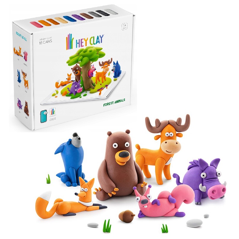 hey clay masa plastyczna zwierzęta leśne ciastolina, zabawki Nino Bochnia, piankolina hey clay