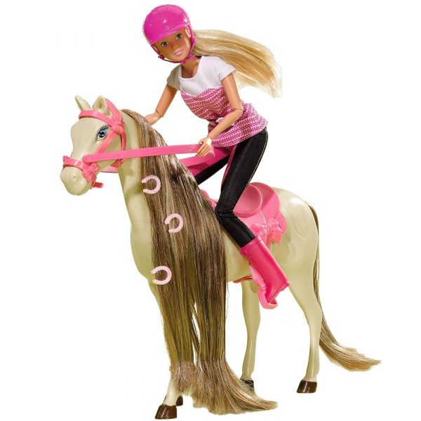 simba steffi love lalka steffi z koniem w stroju dżokejki, zabawki Nino Bochnia, pomysł na prezent dla 7 latki, co kupić dziewczynce lubiącej koniki