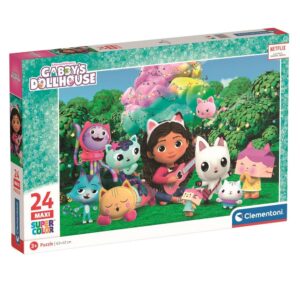 clementoni puzzle maxi 24 el koci domek gabi 28520, zabawki Nino Bochnia, pomysł na prezent dla dziewczynki na 3 latka, maxi elementy