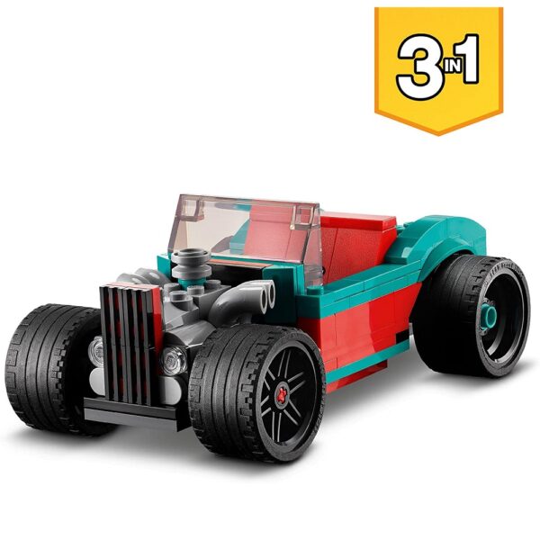 klocki lego Creator 31127 Uliczna wyścigówka, zabawki Nino Bochnia, pomysł na prezent dla 6 latka, lego 3w1 wyścigówka, lego creator 31127