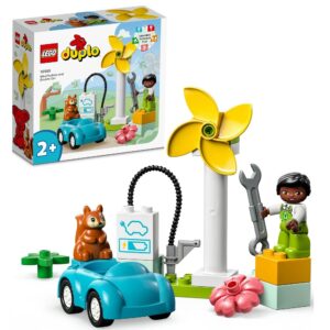 klocki lego Duplo 10985 Turbina wiatrowa i samochód elektryczny, zabawki Nino Bochnia, pomysł na prezent dla 2 latka, klocki lego duplo, lego 10985