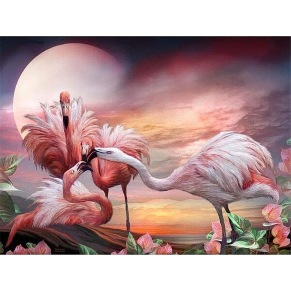 malowanie po numerach flamingi, zabawki Nino Bochnia, obraz do malowania na płótnie z flamingami