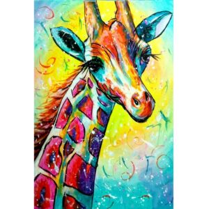 malowanie po numerach żyrafa, zabawki nino Bochnia, pomysł na prezent dla 9 latki, malowanie na płótnie farbami, obraz do malowania farbami, żyrafa do malowania farbami